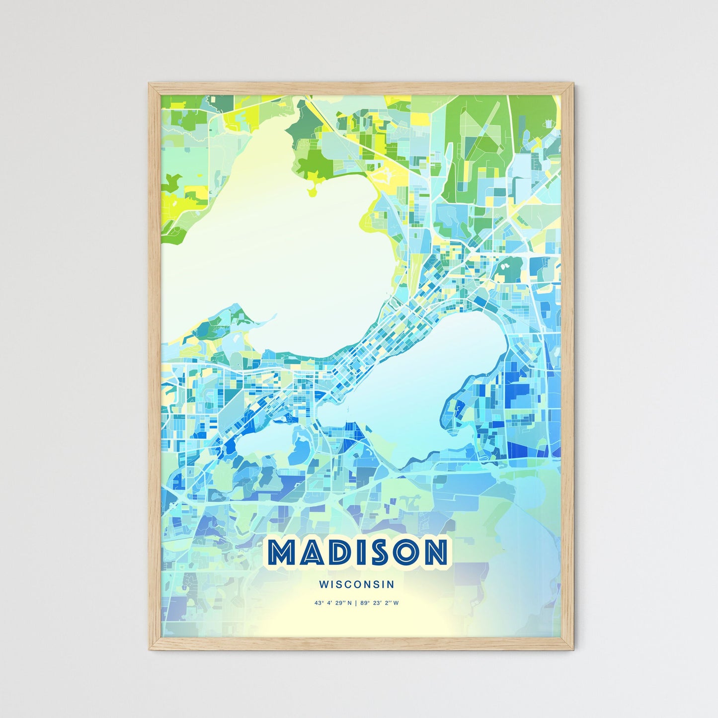 Colorful Madison Wisconsin Fine Art Map Cool Blue