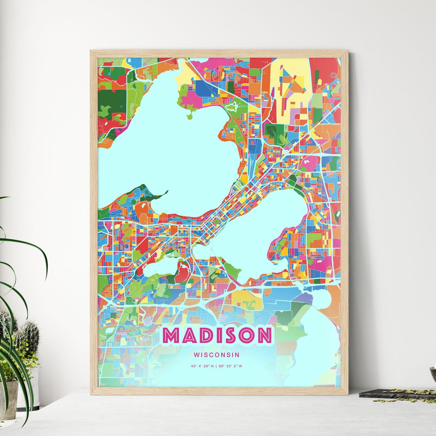 Colorful Madison Wisconsin Fine Art Map Crazy Colors
