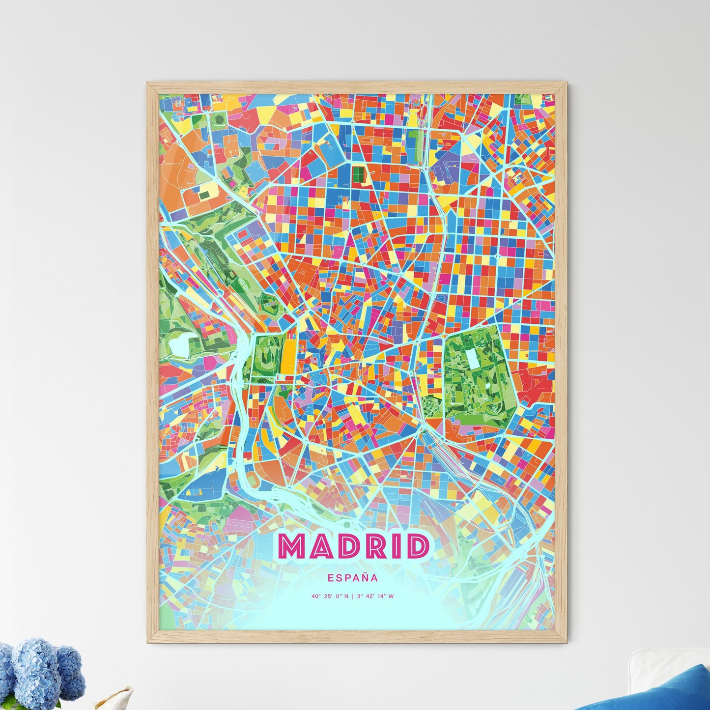 Colorful Madrid Spain Fine Art Map Crazy Colors