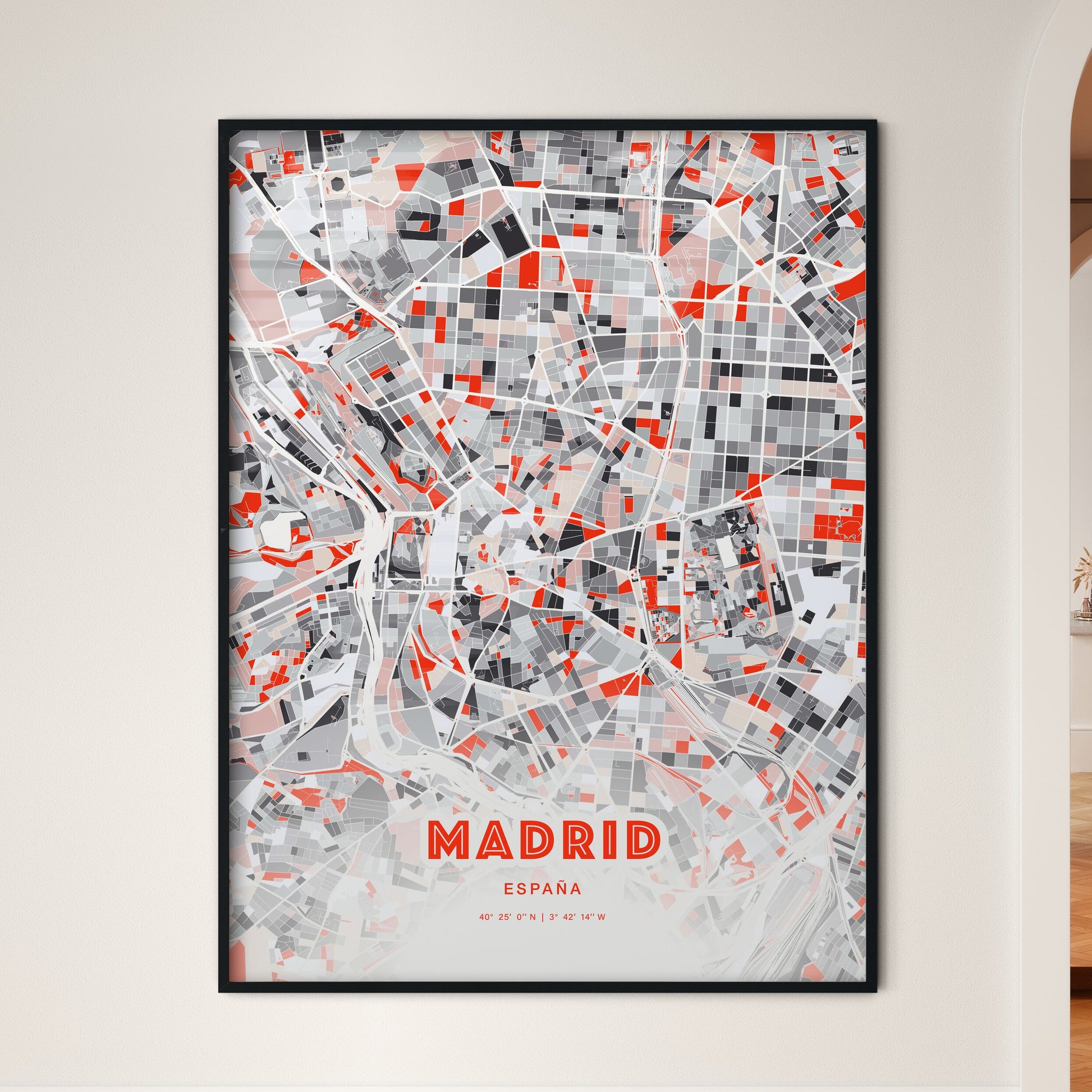 Colorful Madrid Spain Fine Art Map Modern Expressive