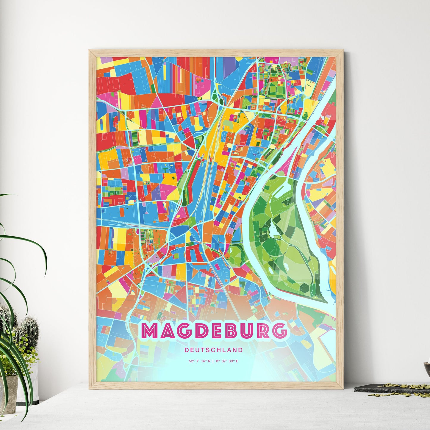 Colorful Magdeburg Germany Fine Art Map Crazy Colors