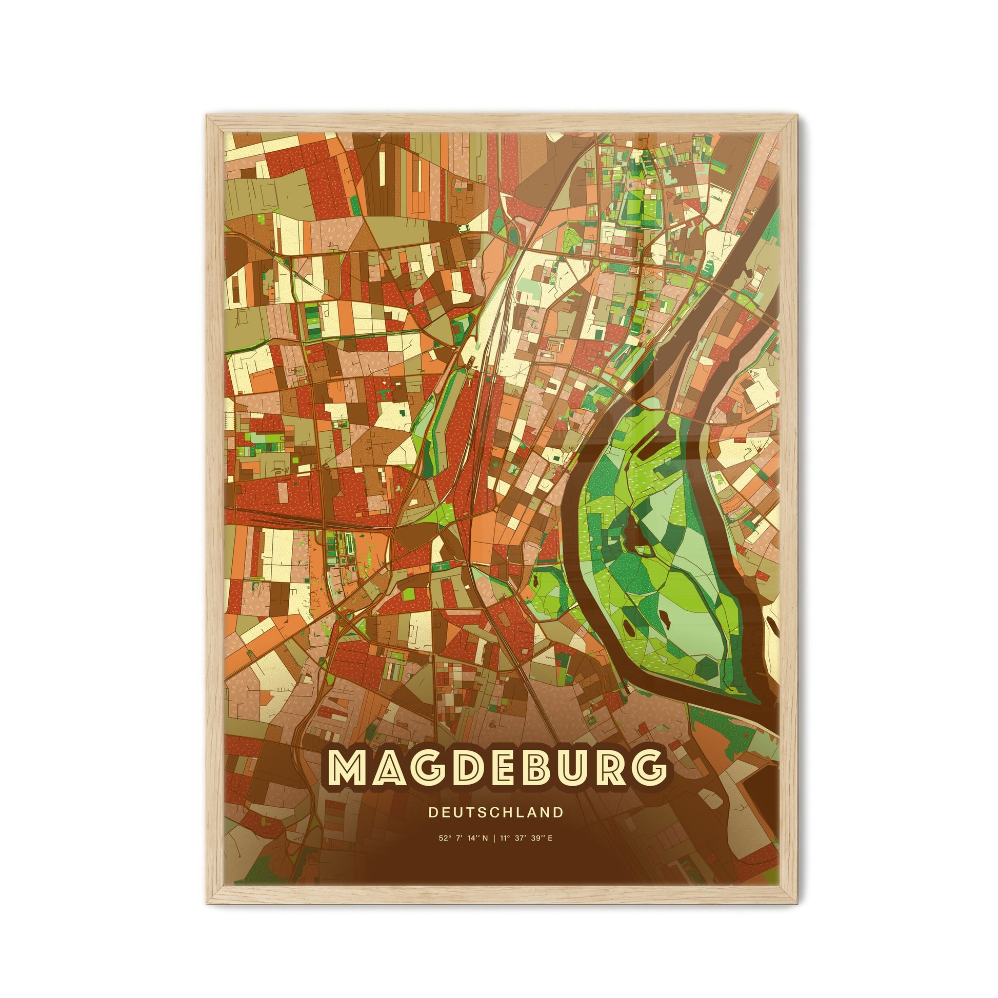 Colorful Magdeburg Germany Fine Art Map Farmhouse