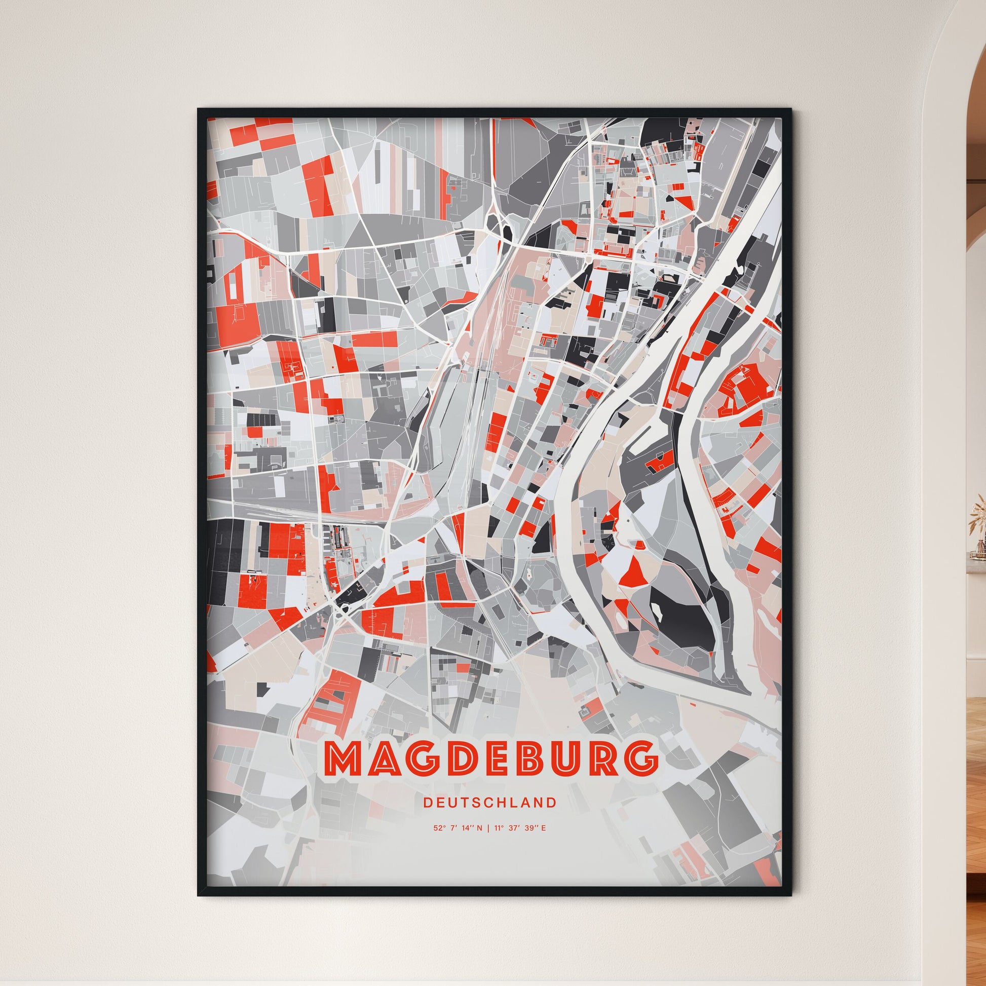 Colorful Magdeburg Germany Fine Art Map Modern Expressive