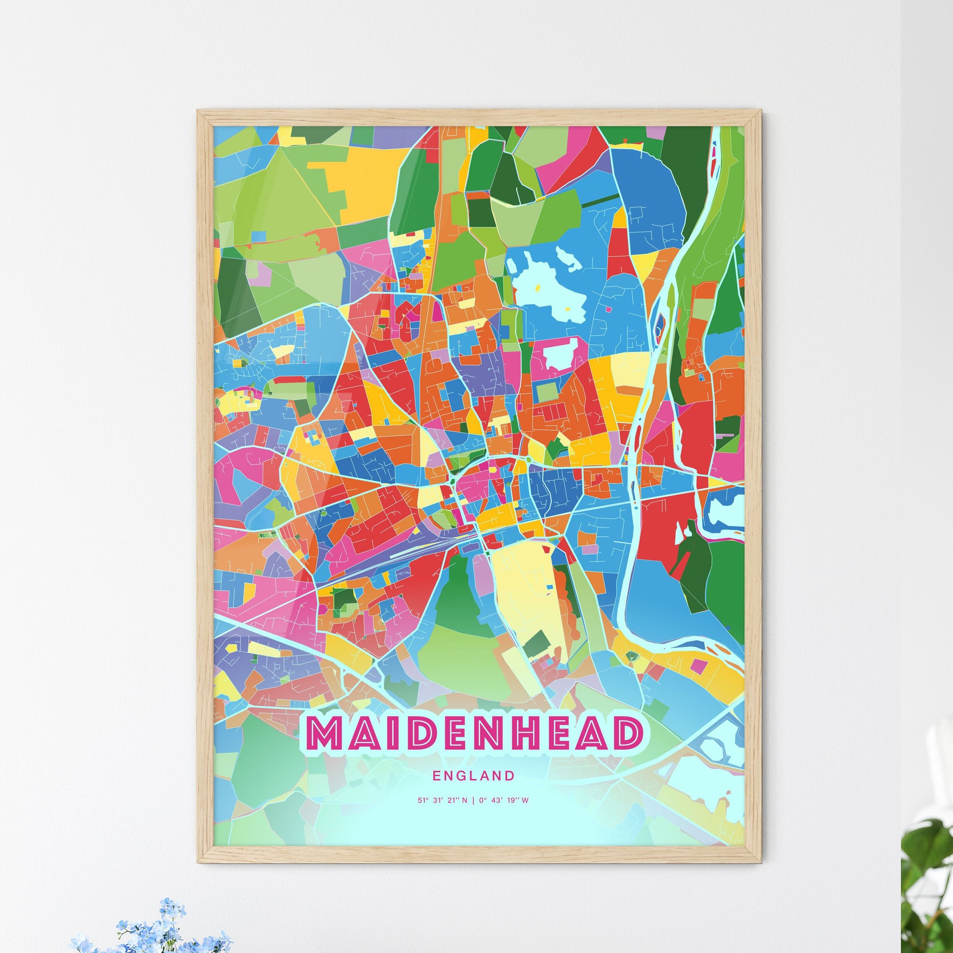 Colorful Maidenhead England Fine Art Map Crazy Colors