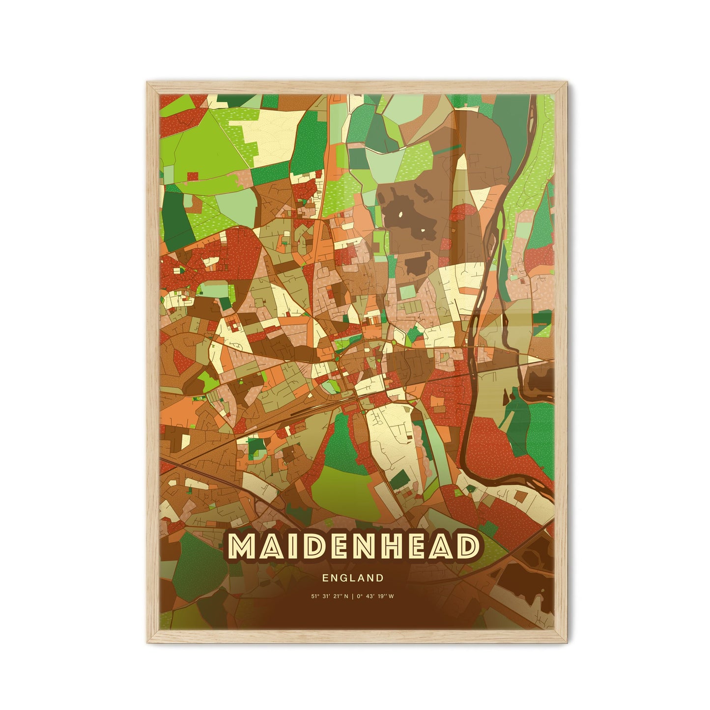 Colorful Maidenhead England Fine Art Map Farmhouse