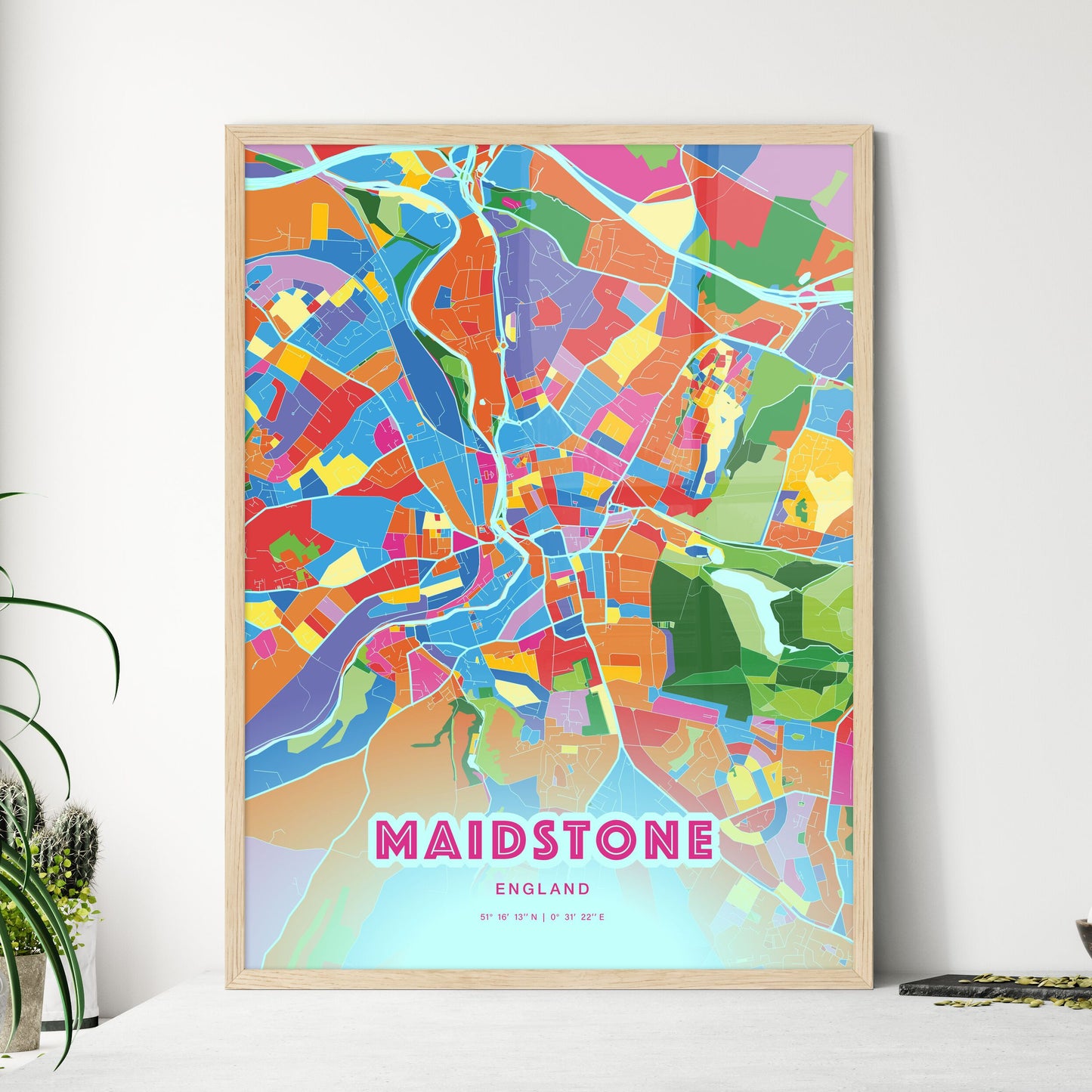 Colorful Maidstone England Fine Art Map Crazy Colors