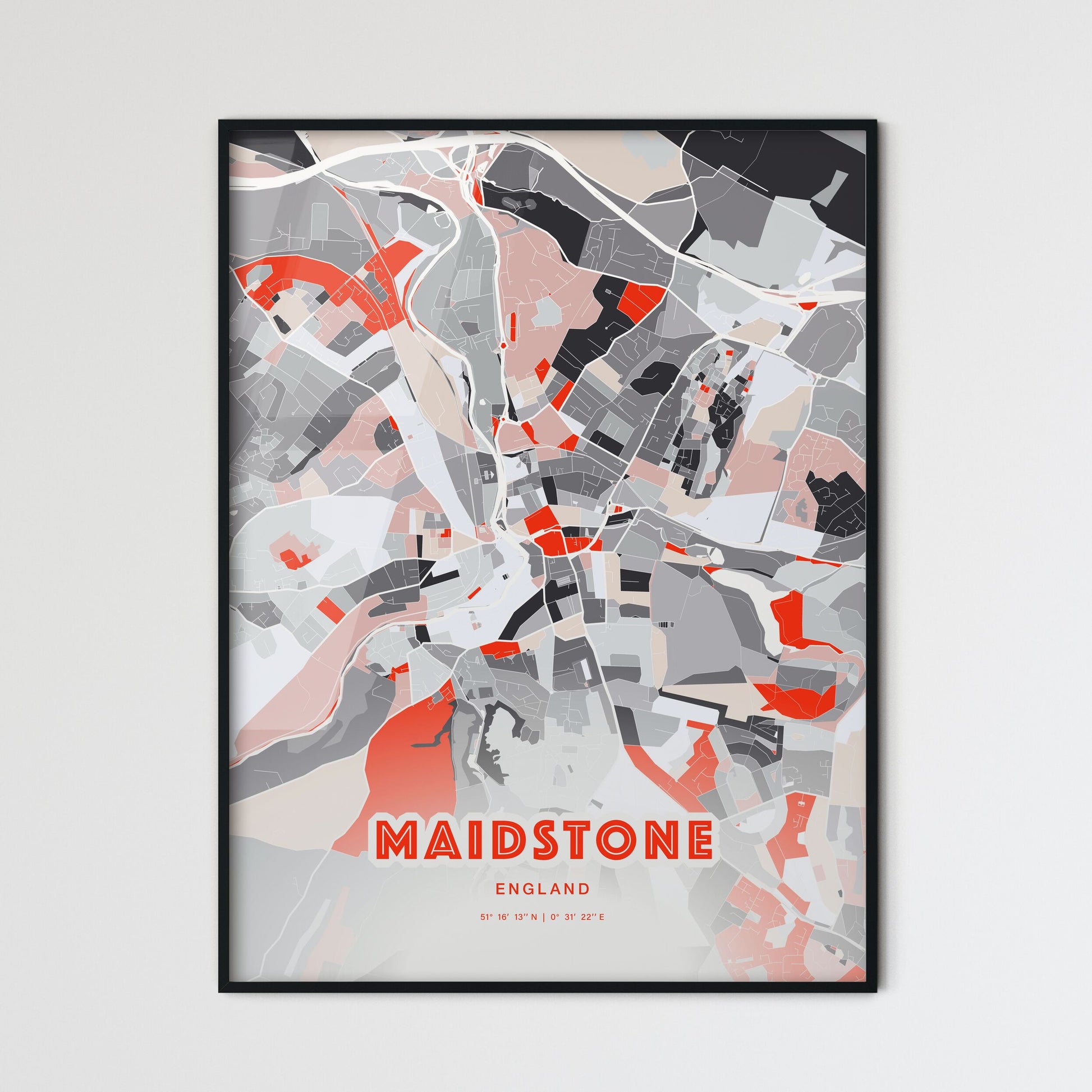 Colorful Maidstone England Fine Art Map Modern Expressive