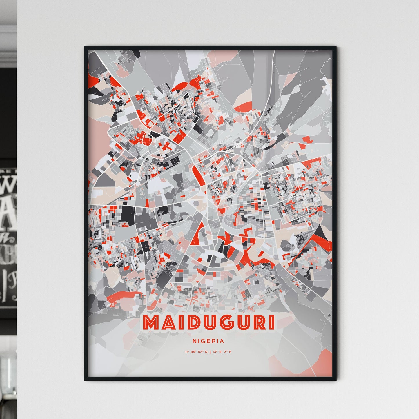 Colorful Maiduguri Nigeria Fine Art Map Modern Expressive