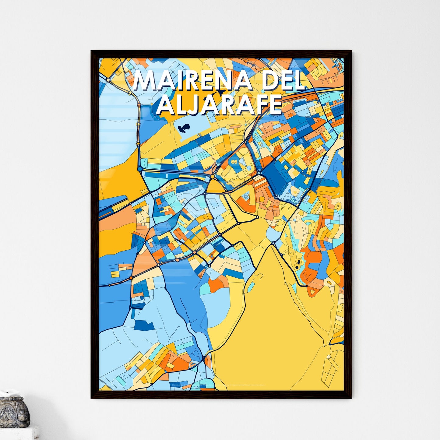 MAIRENA DEL ALJARAFE SPAIN Vibrant Colorful Art Map Poster Blue Orange