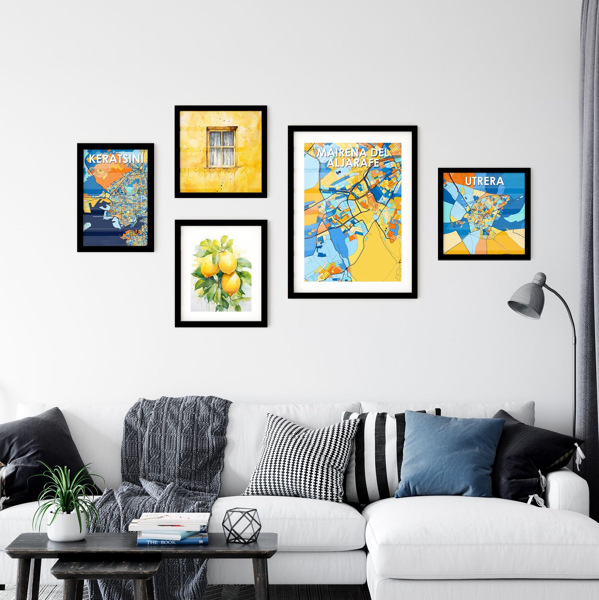 MAIRENA DEL ALJARAFE SPAIN Vibrant Colorful Art Map Poster Blue Orange