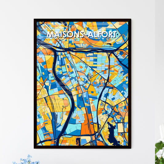 MAISONS-ALFORT FRANCE Vibrant Colorful Art Map Poster Blue Orange