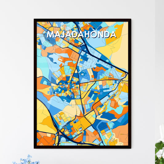 MAJADAHONDA SPAIN Vibrant Colorful Art Map Poster Blue Orange