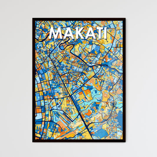 MAKATI PHILIPPINES Vibrant Colorful Art Map Poster Blue Orange