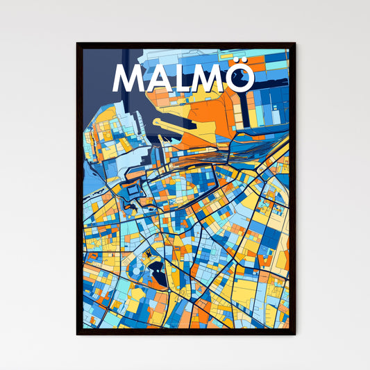 MALMÖ SWEDEN Vibrant Colorful Art Map Poster Blue Orange