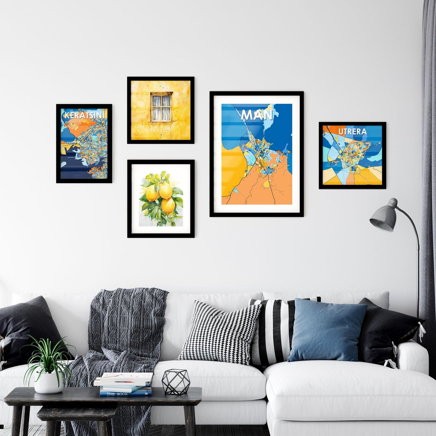 MAN IVORY COAST Vibrant Colorful Art Map Poster Blue Orange