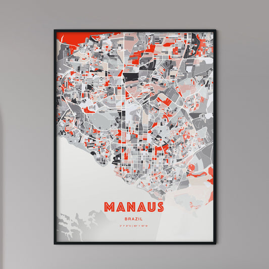 Colorful Manaus Brazil Fine Art Map Modern Expressive