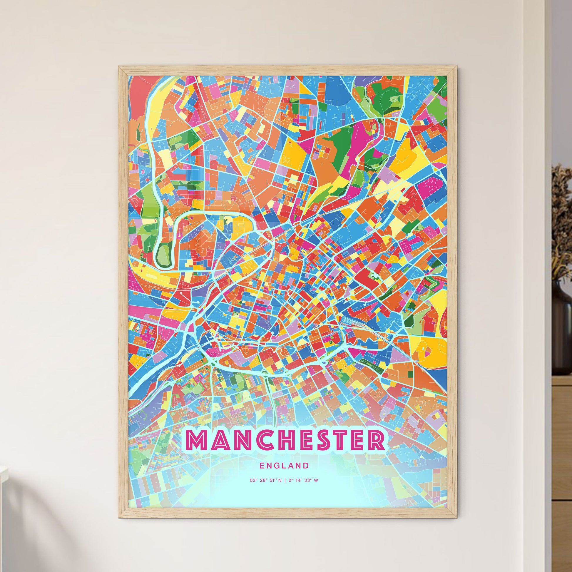 Colorful Manchester England Fine Art Map Crazy Colors
