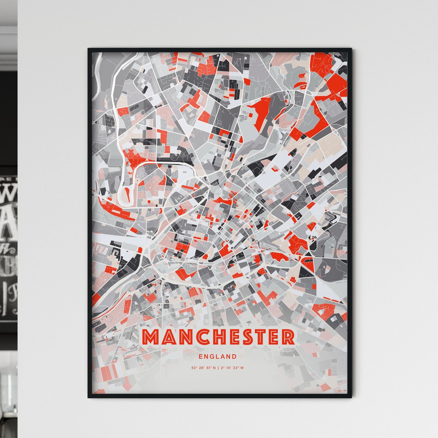 Colorful Manchester England Fine Art Map Modern Expressive