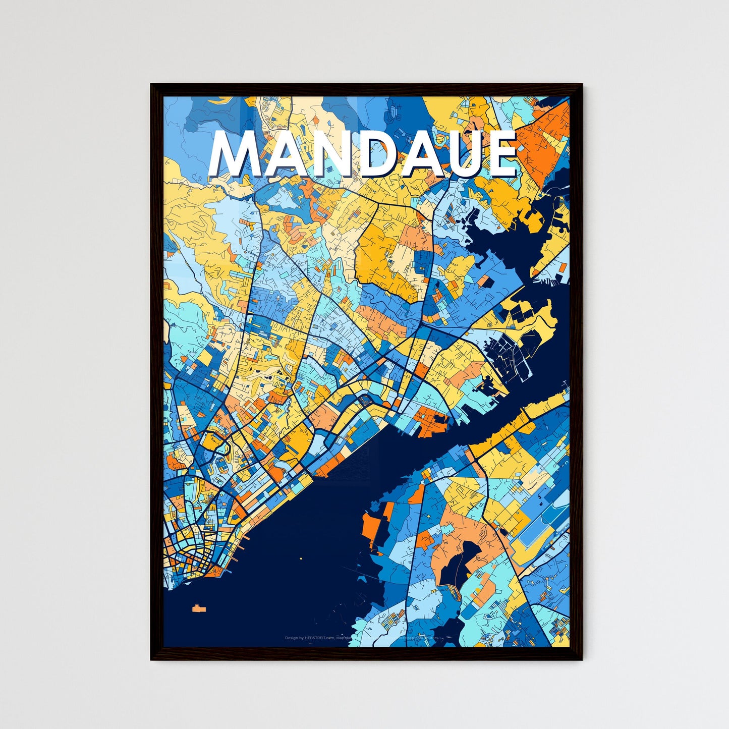 MANDAUE PHILIPPINES Vibrant Colorful Art Map Poster Blue Orange