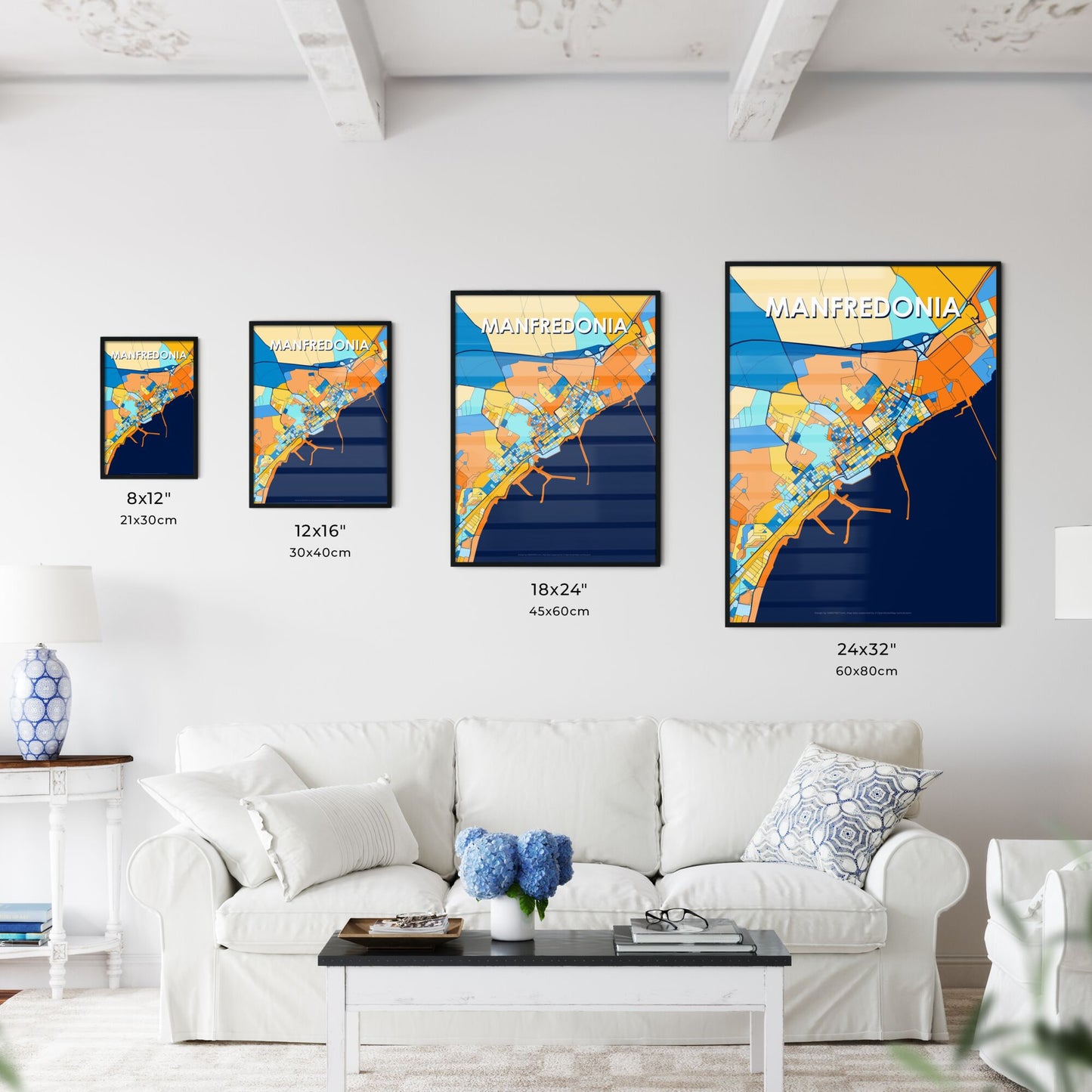 MANFREDONIA ITALY Vibrant Colorful Art Map Poster