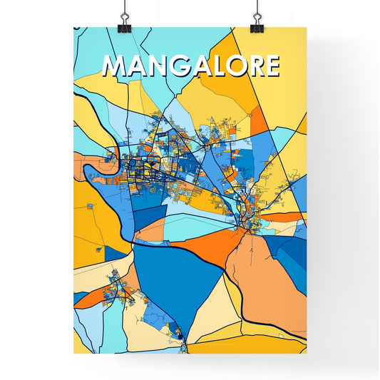 MANGALORE INDIA Vibrant Colorful Art Map Poster