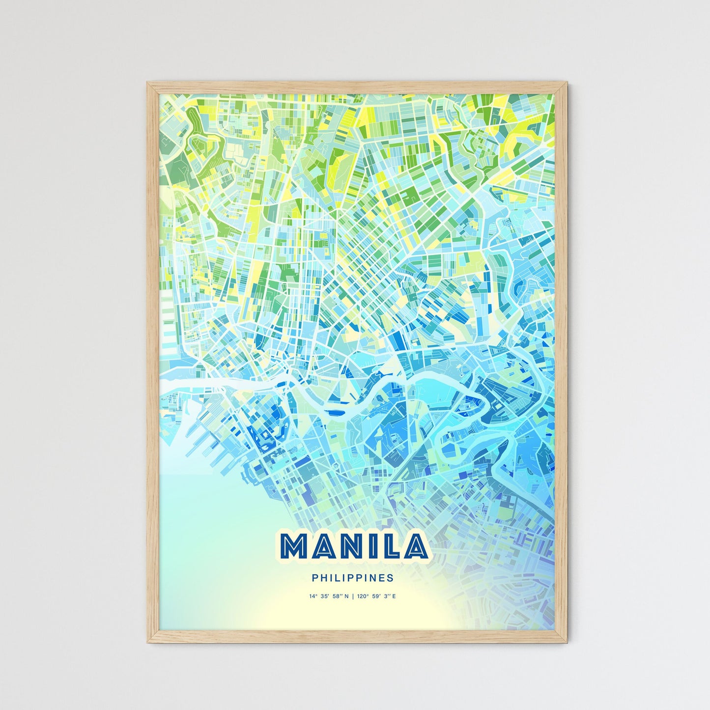 Colorful Manila Philippines Fine Art Map Cool Blue