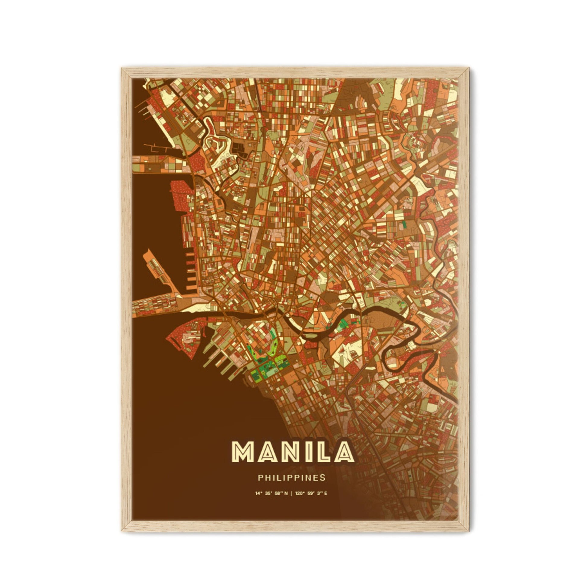 Colorful Manila Philippines Fine Art Map Farmhouse