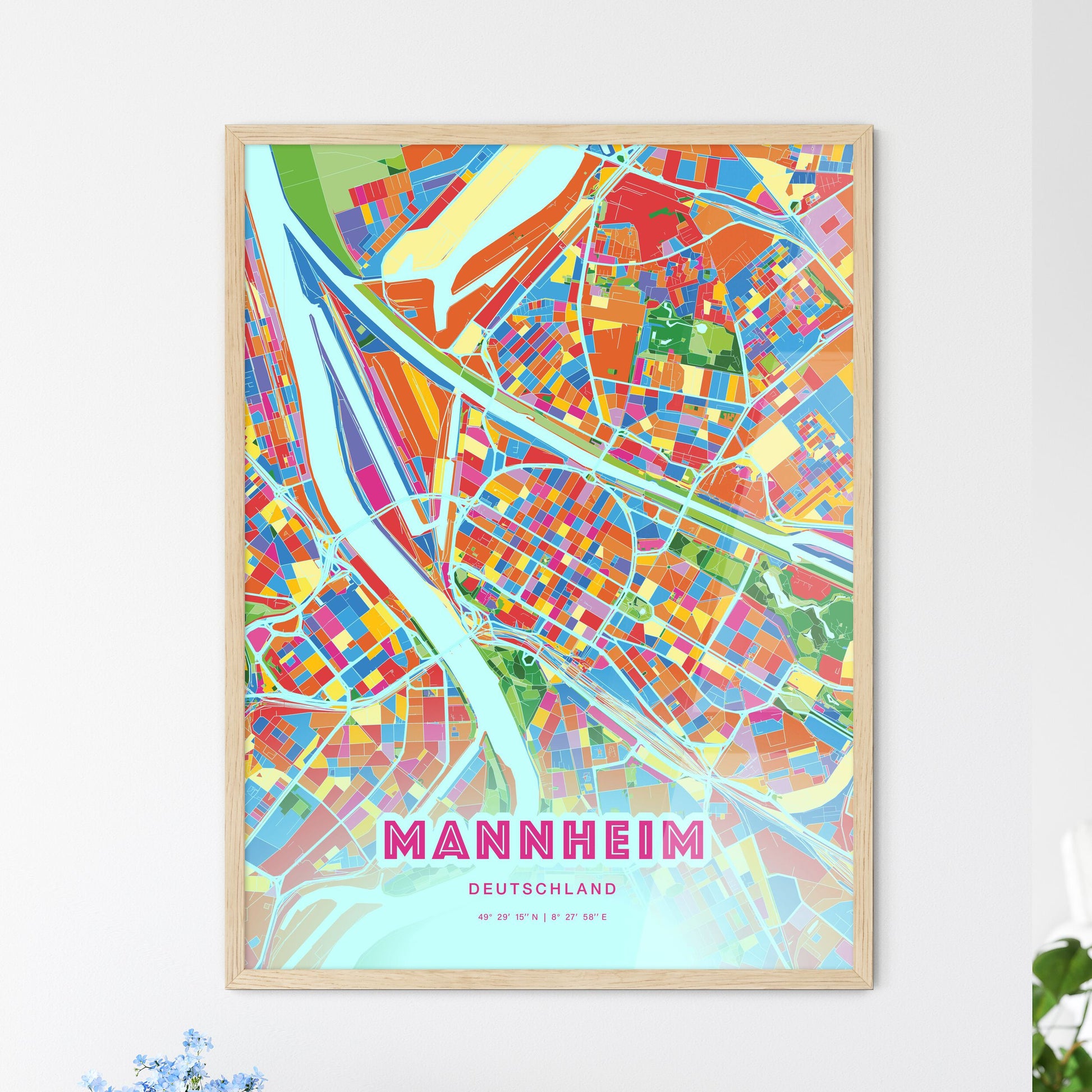 Colorful Mannheim Germany Fine Art Map Crazy Colors