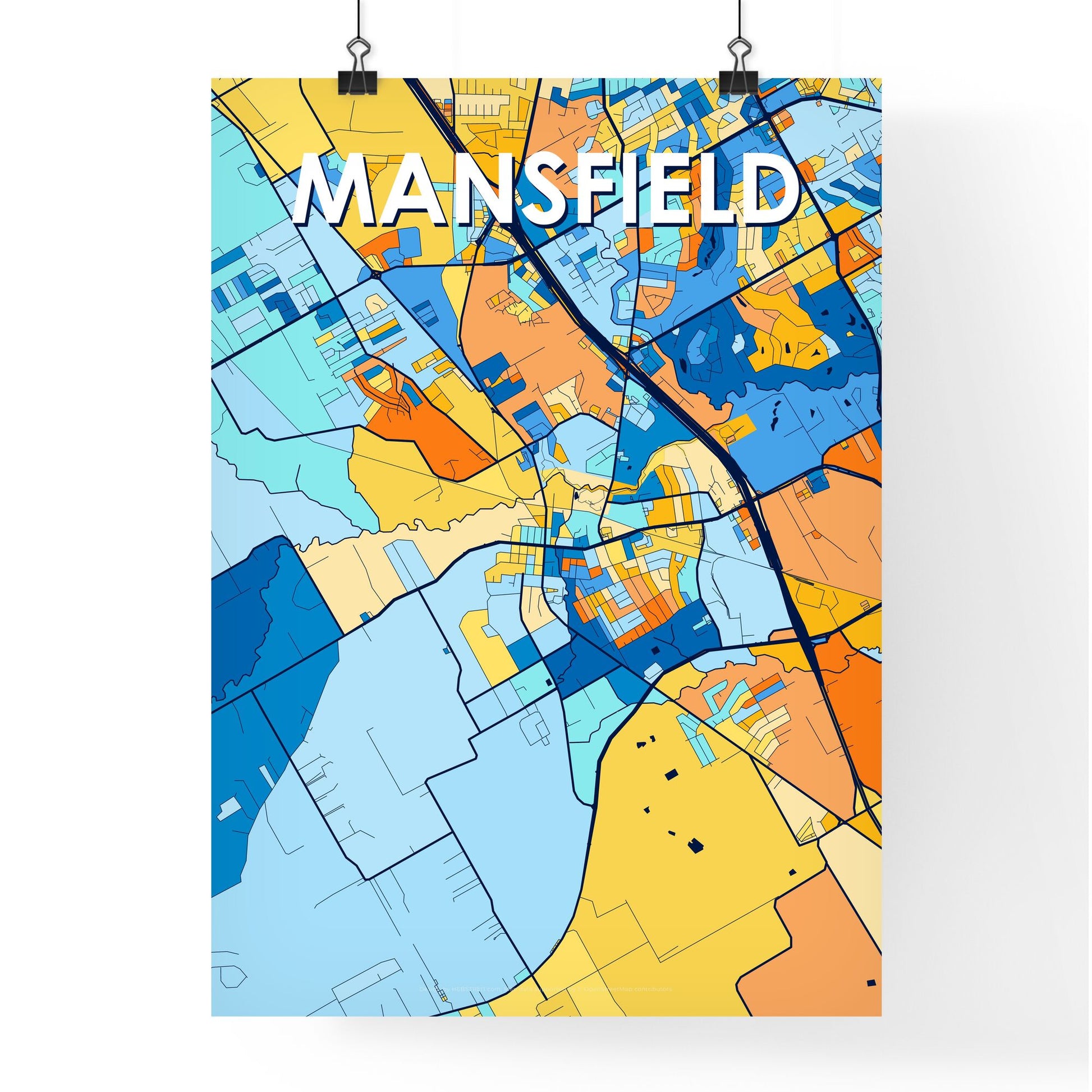 MANSFIELD TEXAS Vibrant Colorful Art Map Poster