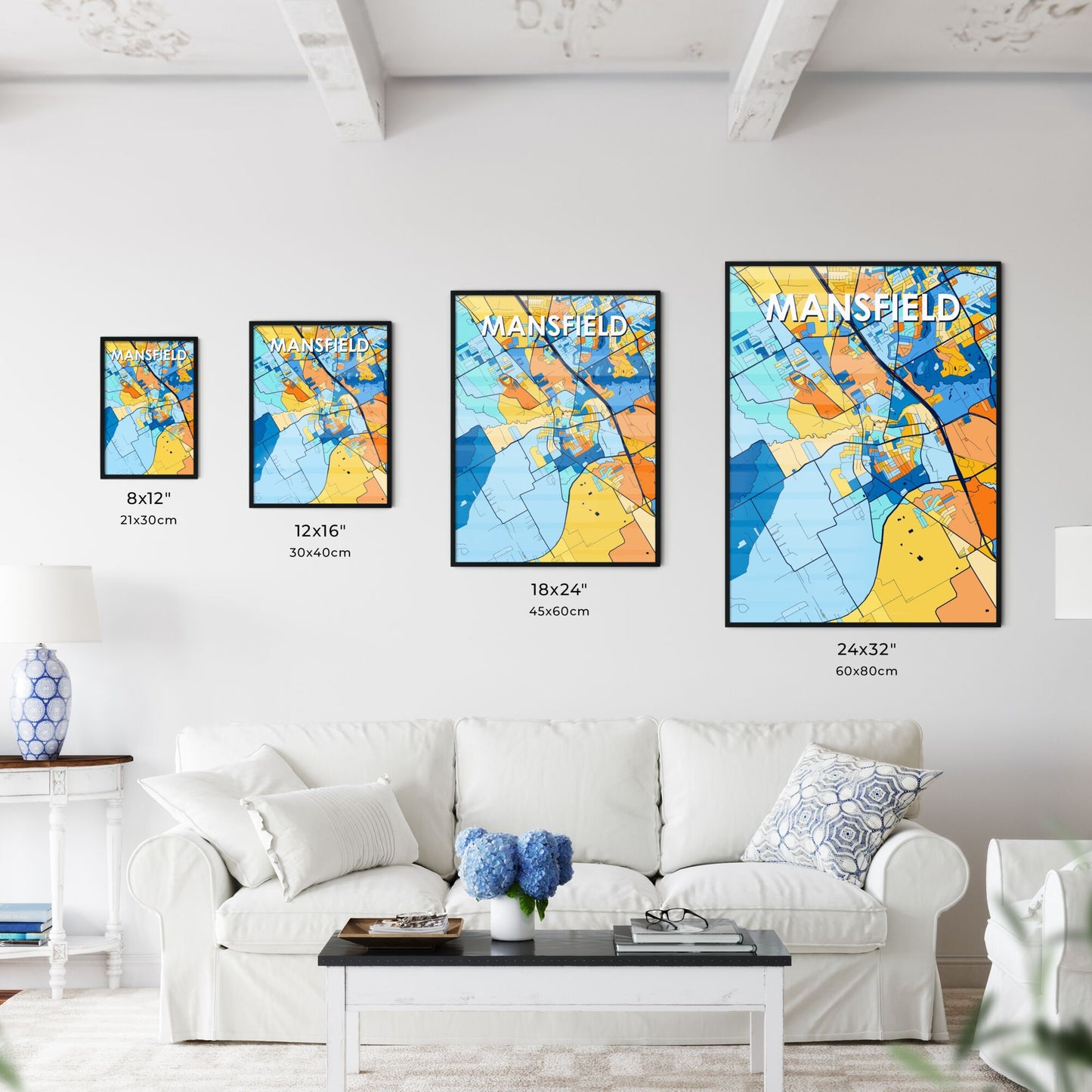 MANSFIELD TEXAS Vibrant Colorful Art Map Poster