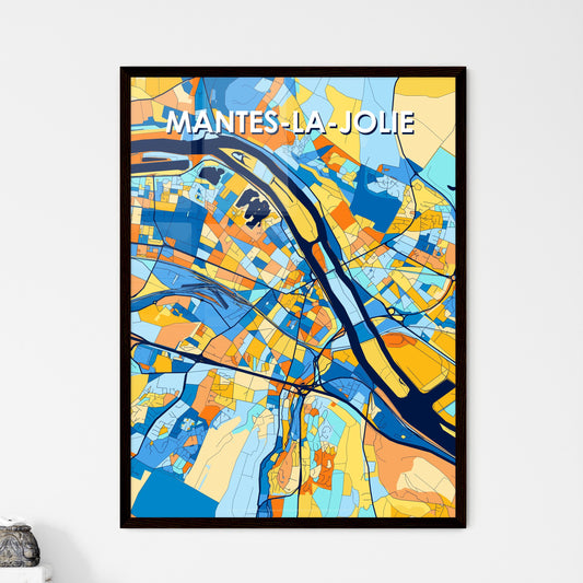 MANTES-LA-JOLIE FRANCE Vibrant Colorful Art Map Poster Blue Orange