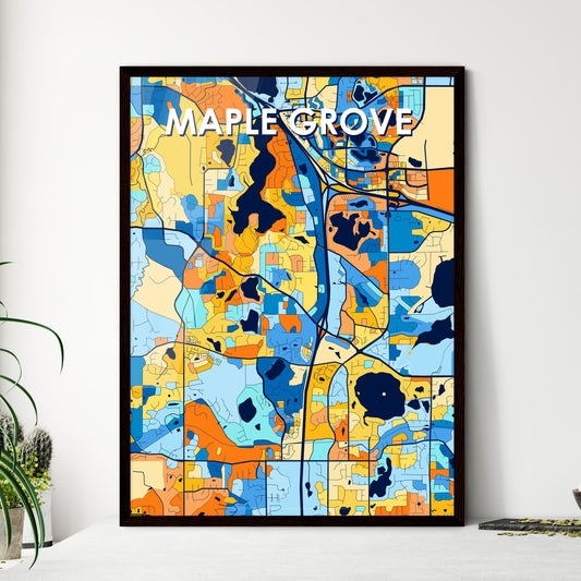 MAPLE GROVE MINNESOTA Vibrant Colorful Art Map Poster Blue Orange