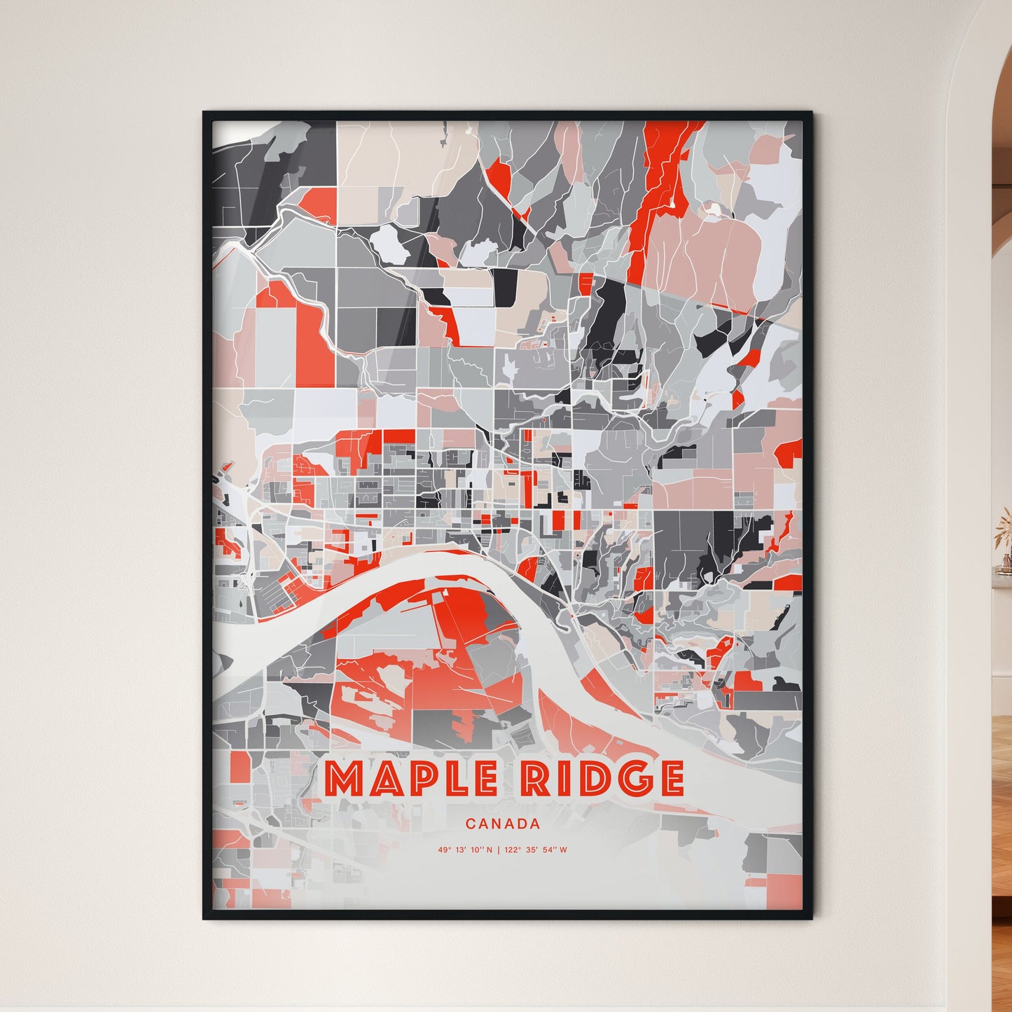 Colorful Maple Ridge Canada Fine Art Map Modern Expressive