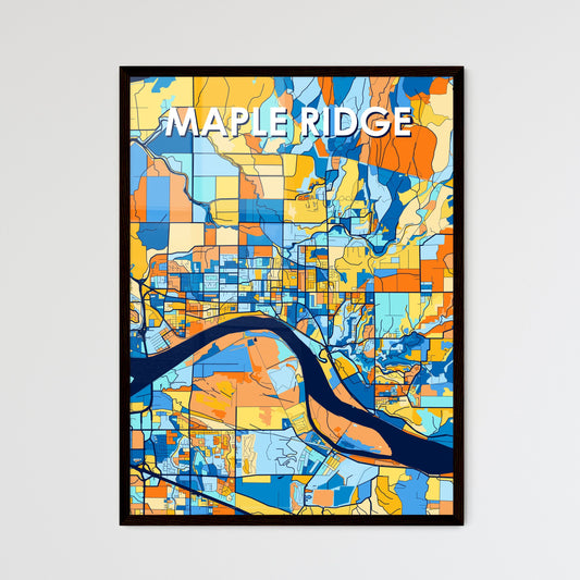 MAPLE RIDGE CANADA Vibrant Colorful Art Map Poster Blue Orange