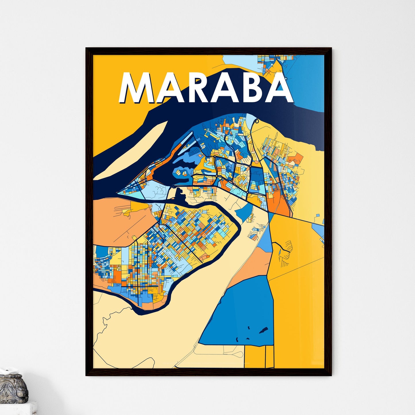 MARABA BRAZIL Vibrant Colorful Art Map Poster Blue Orange