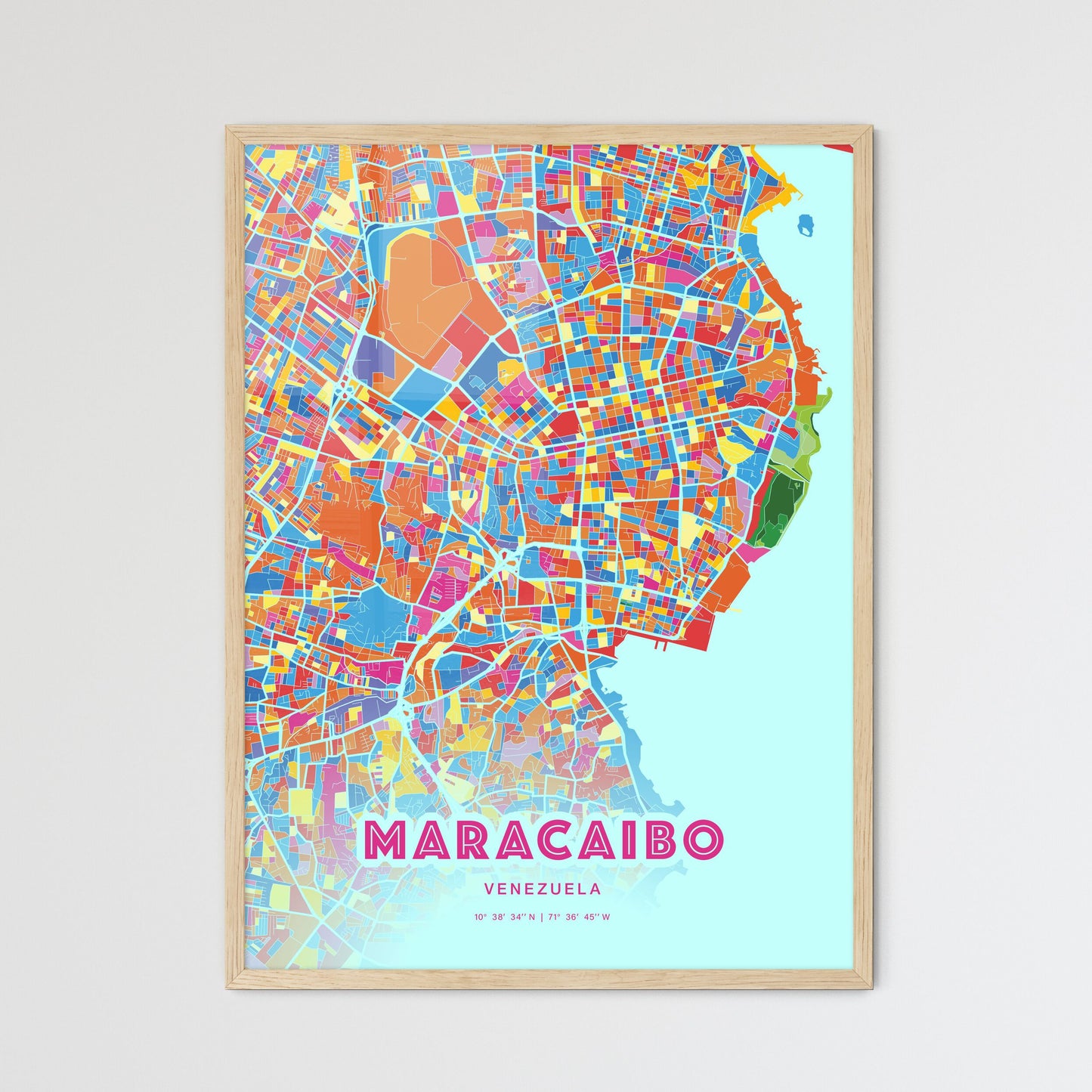Colorful Maracaibo Venezuela Fine Art Map Crazy Colors