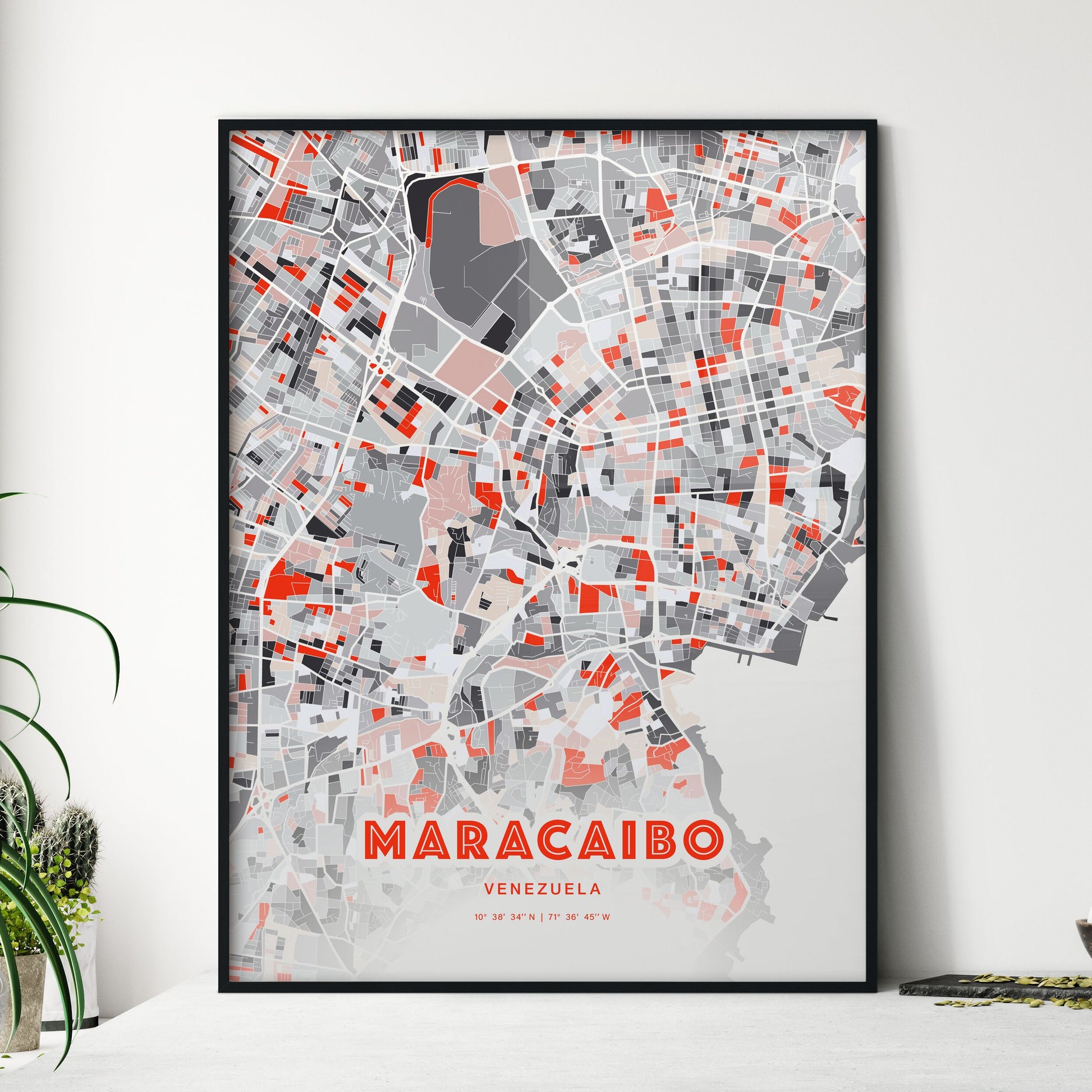 Colorful Maracaibo Venezuela Fine Art Map Modern Expressive