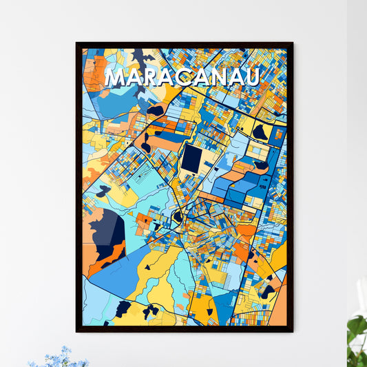 MARACANAU BRAZIL Vibrant Colorful Art Map Poster Blue Orange