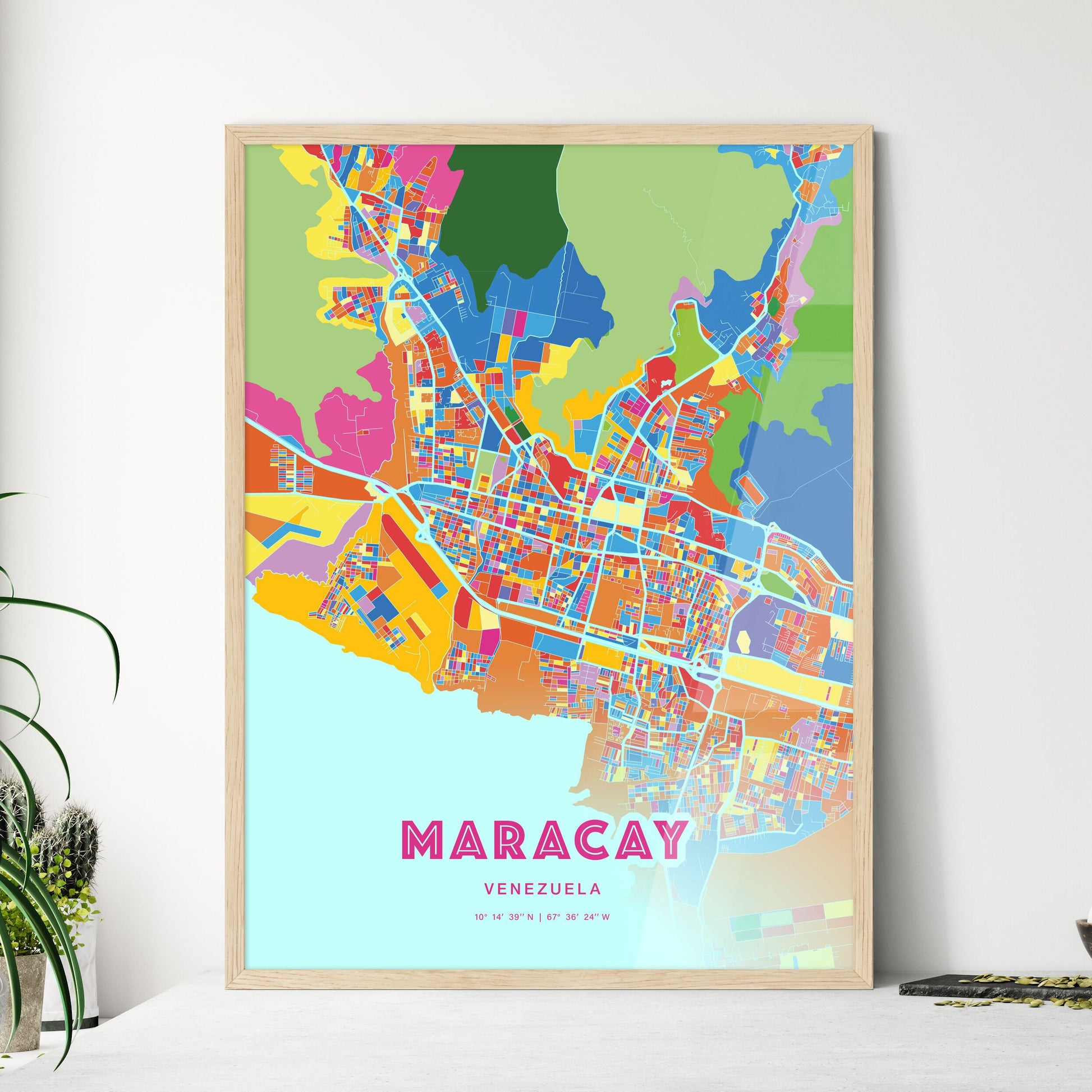 Colorful Maracay Venezuela Fine Art Map Crazy Colors