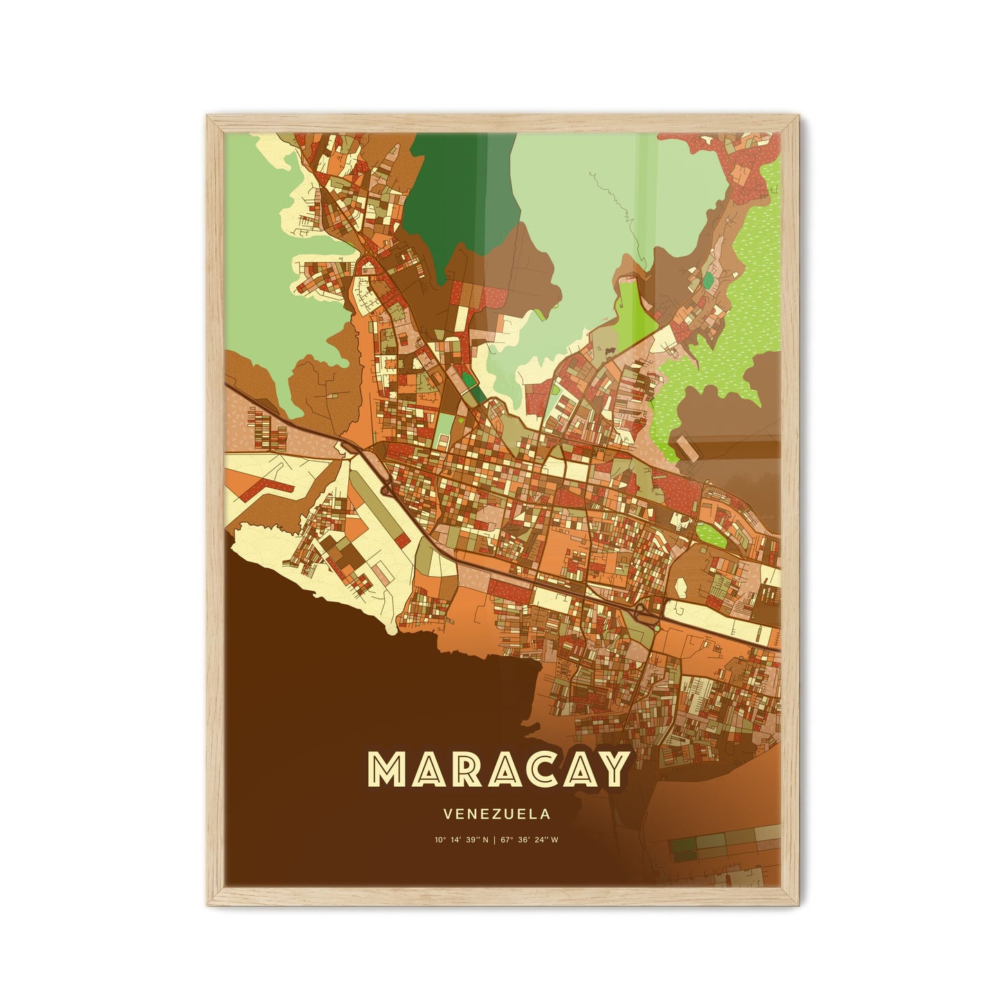 Colorful Maracay Venezuela Fine Art Map Farmhouse