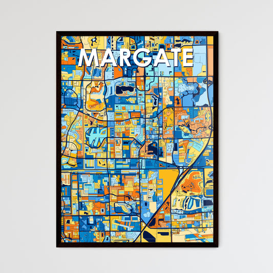 MARGATE FLORIDA Vibrant Colorful Art Map Poster Blue Orange