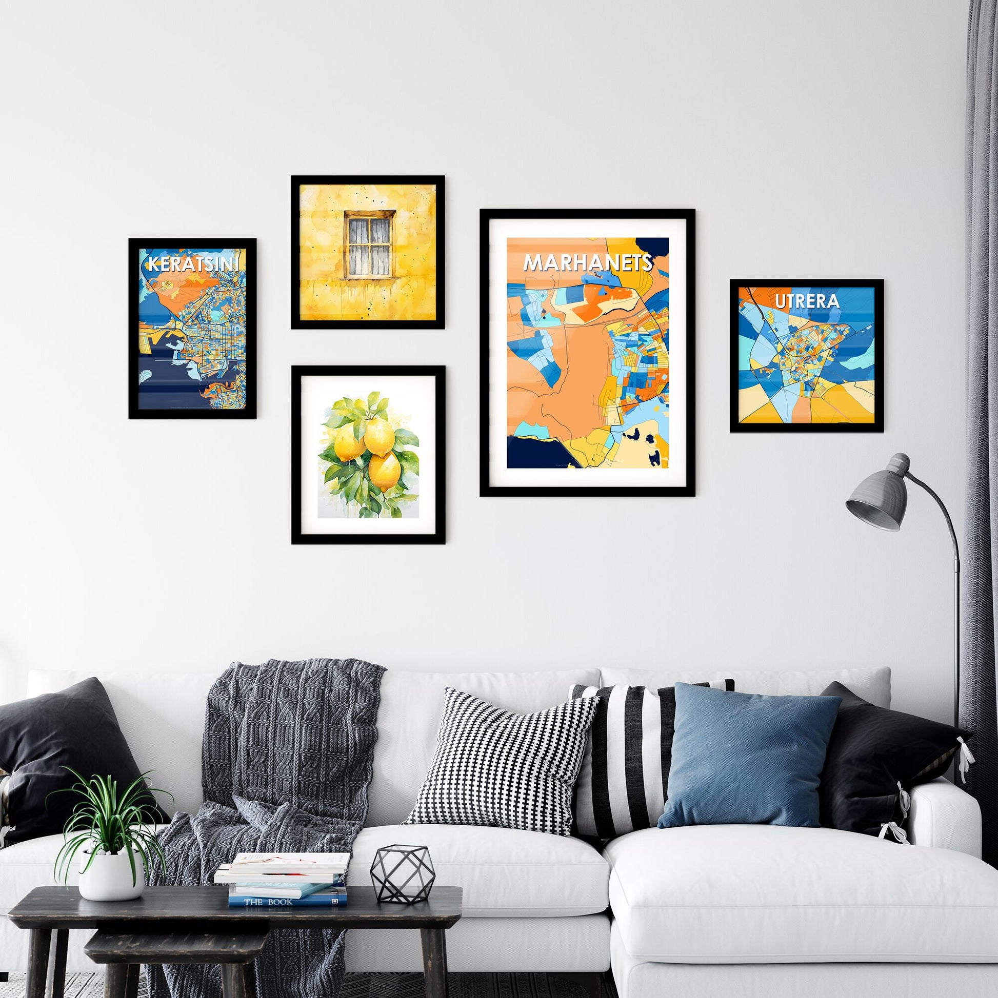 MARHANETS UKRAINE Vibrant Colorful Art Map Poster Blue Orange