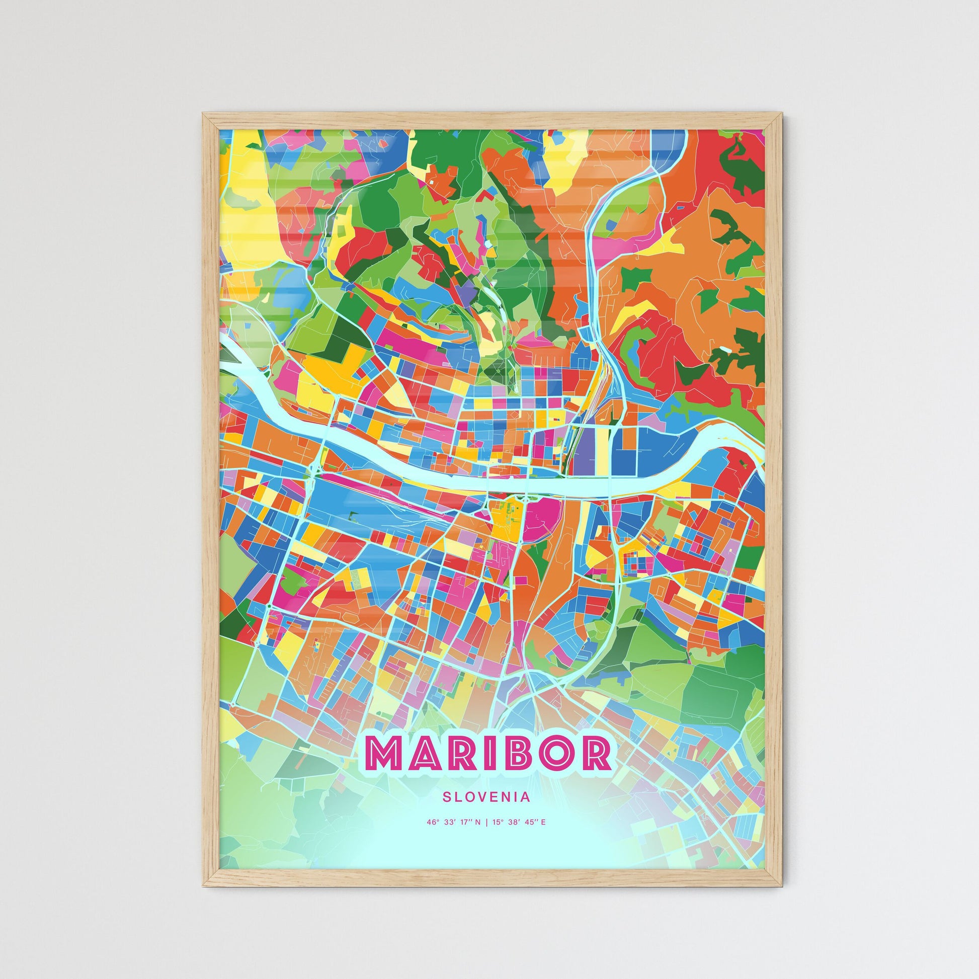 Colorful Maribor Slovenia Fine Art Map Crazy Colors
