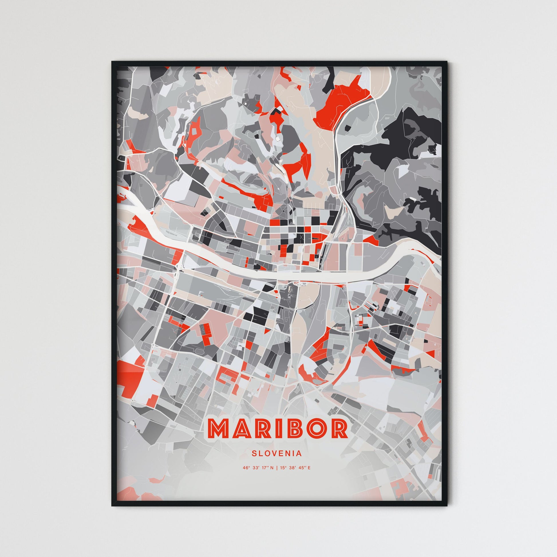 Colorful Maribor Slovenia Fine Art Map Modern Expressive