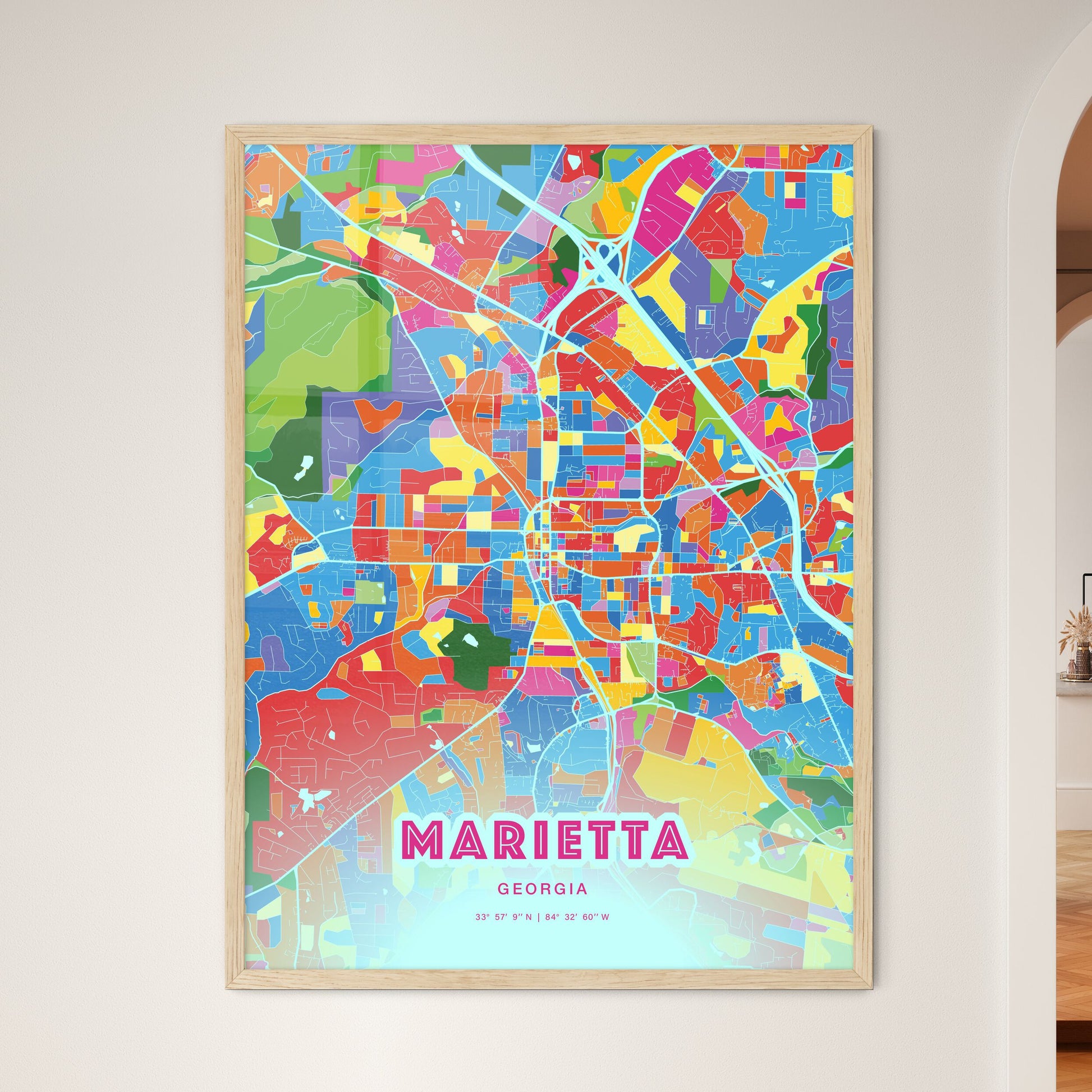 Colorful Marietta Georgia Fine Art Map Crazy Colors