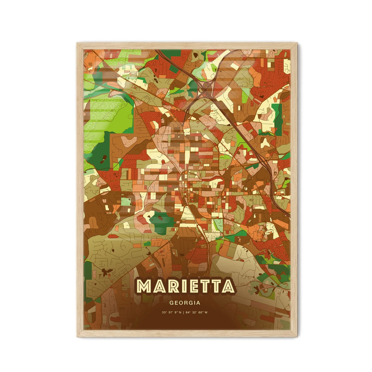 Colorful Marietta Georgia Fine Art Map Farmhouse