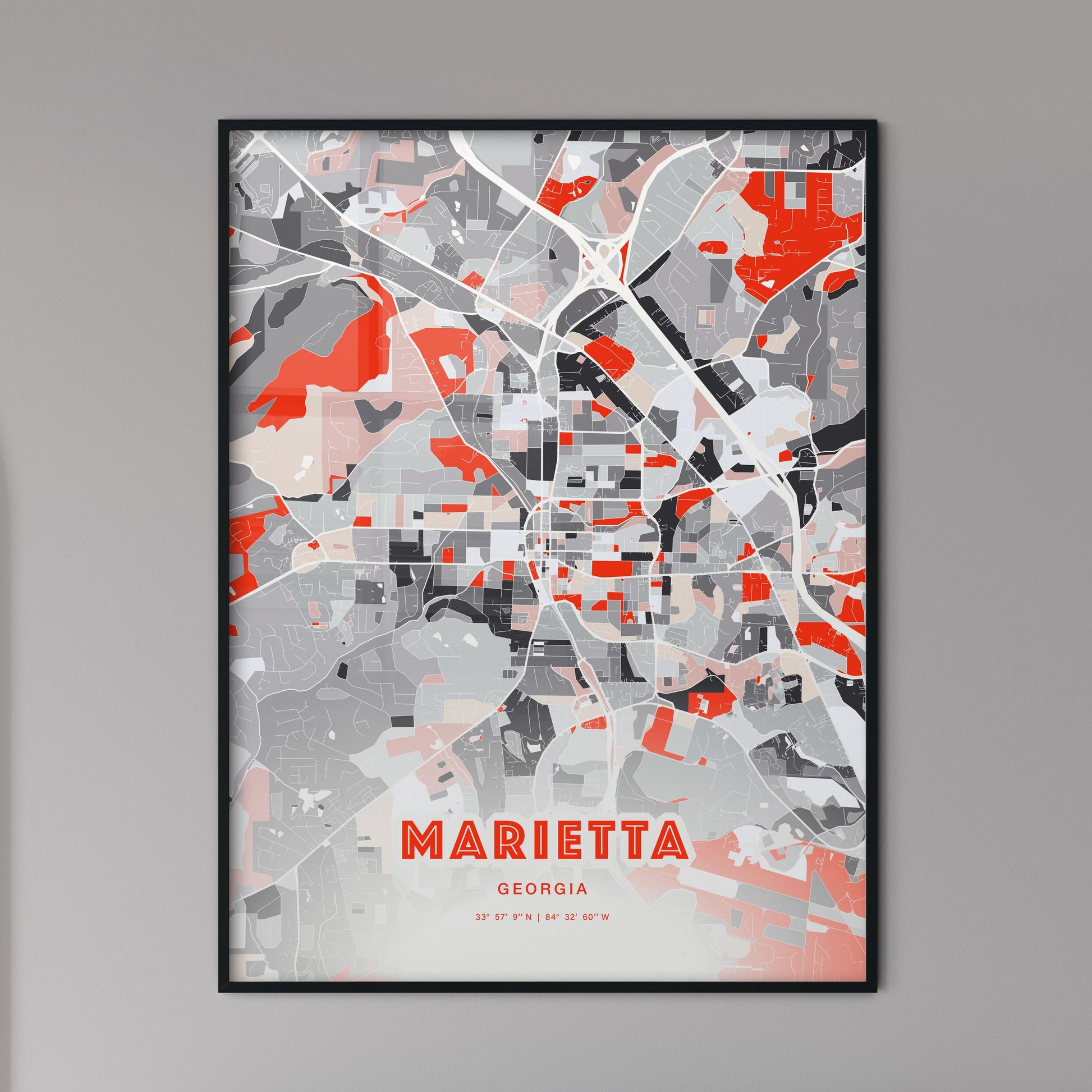 Colorful Marietta Georgia Fine Art Map Modern Expressive