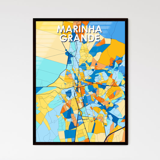 MARINHA GRANDE PORTUGAL Vibrant Colorful Art Map Poster Blue Orange