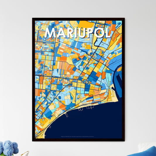 MARIUPOL UKRAINE Vibrant Colorful Art Map Poster Blue Orange