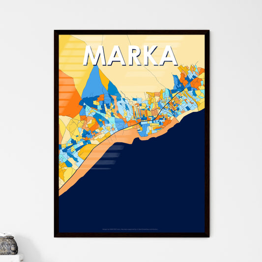 MARKA SOMALIA Vibrant Colorful Art Map Poster Blue Orange